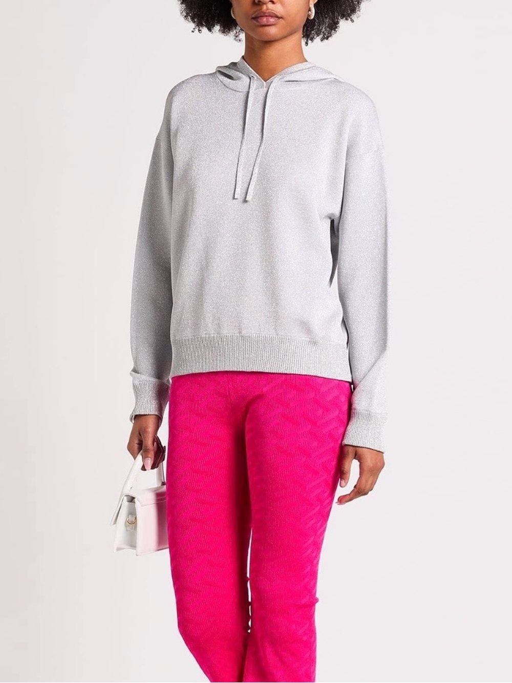 MISSONI Silver Hooded Knit Sweater - Women's Lightweight Pullover